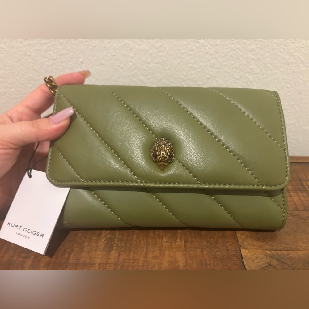 Kurt Geiger Olive Quilted Clutch/ Crossbody - Picture 2 of 8